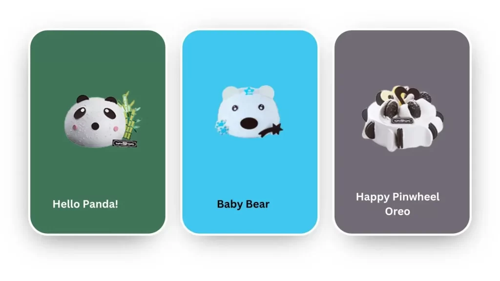 Baby Bear, Happy Pinwheel Oreo, Hello Panda! Cake menu at Baskin Robbin Malaysia 