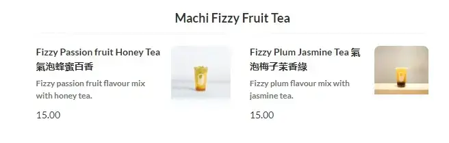 Machi-Fizzy-Fruit-Tea Menu with latest prices at Machi maccha Malaysia