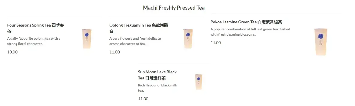 Machi-Freshly-passed-Tea Drinks With Latest Updated Prices at Machi Machi Malaysia