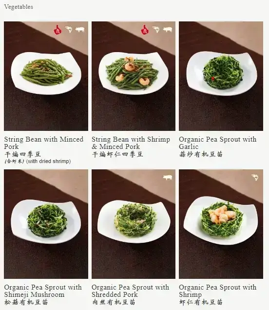 Wide Range of Vegetables For those who love vegetable food at Din Tai Fung Malaysia