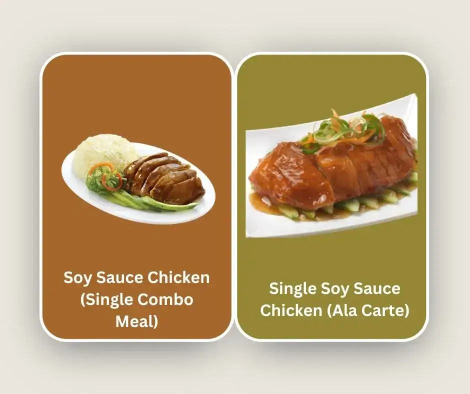 Single Soy Sauce Chicken (Ala Carte), Soy Sauce Chicken (Single Combo Meal) in chicken Rice Shop malaysia