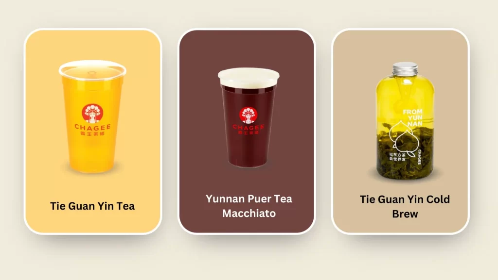 Chagee Menu and Price List Malaysia Premium Brewed Tea Series Tie Guan Yin Tea, Yunnan Puer Tea Macchiato,, and Tie Guan Yin Cold Brew (1)
