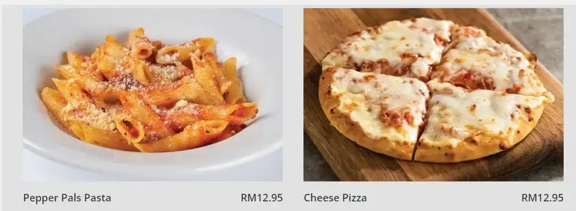 Cheese Pizza, and Pepper Pals Pasta