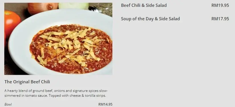 Beef Chili & Side Salad, The Original Beef Chili