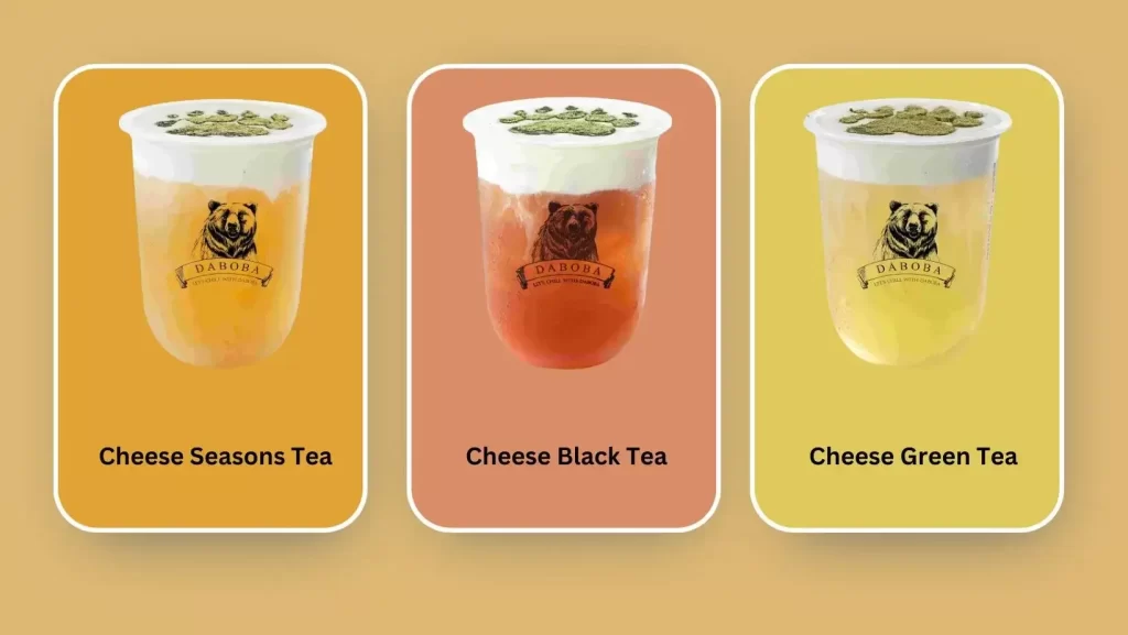 Daboba Daboba Cheese Tea Series Cheese Green Tea, Cheese Black Tea, and Cheese Seasons Tea