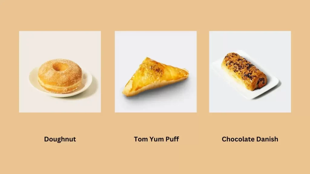 GigiCoffee Menu Malaysia Pasteries Doughnut, Tom Yum Puff, Chocolate Danish