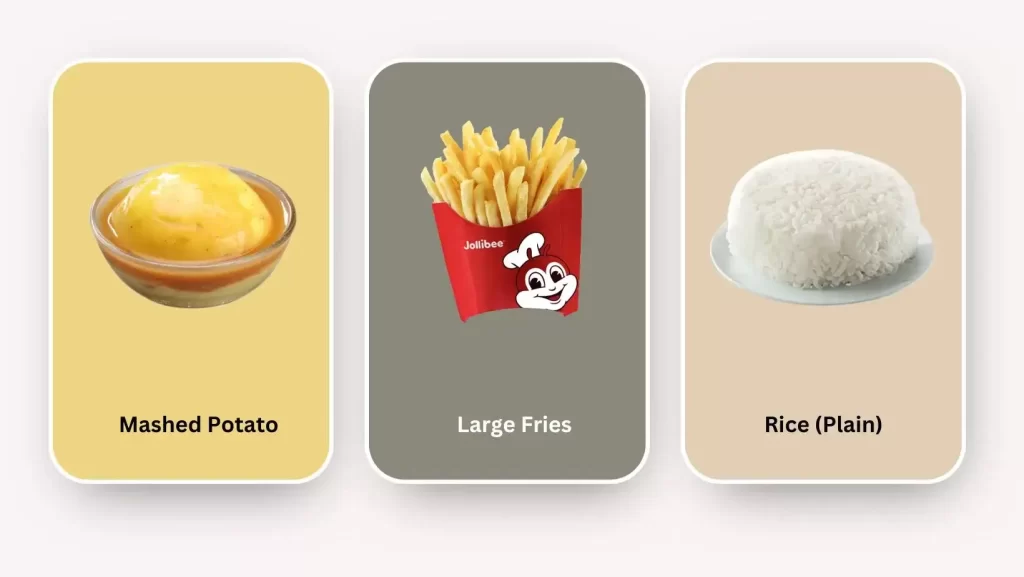 Jollibee Menu and Price List Menu Malaysia Sides Rice (Plain), Mashed Potato, Large Fries