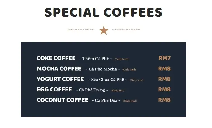 Kee Nguyen Menu Special Coffee 