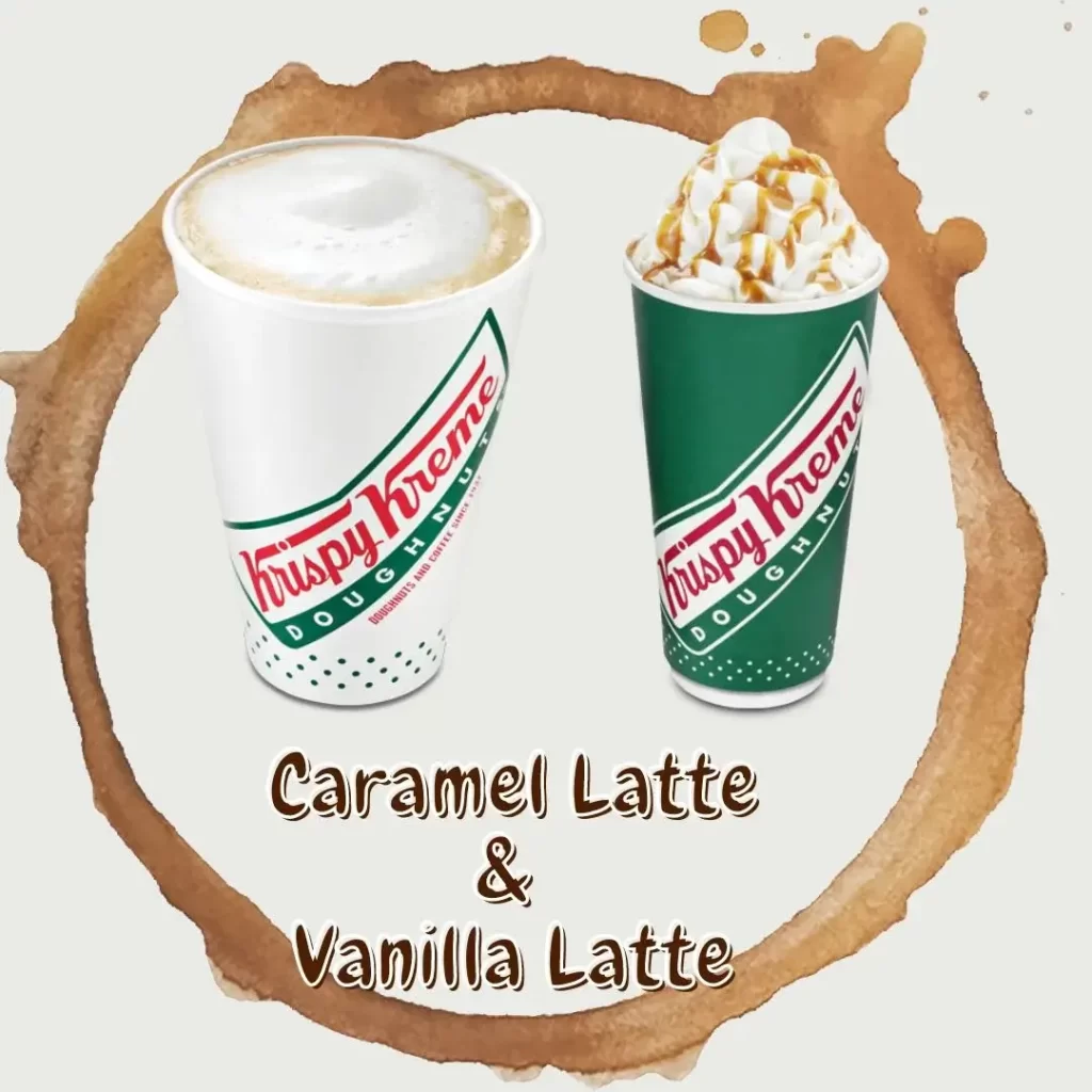 Krispy Kreme Coffee Caramel Latte, and Vanilla Latte