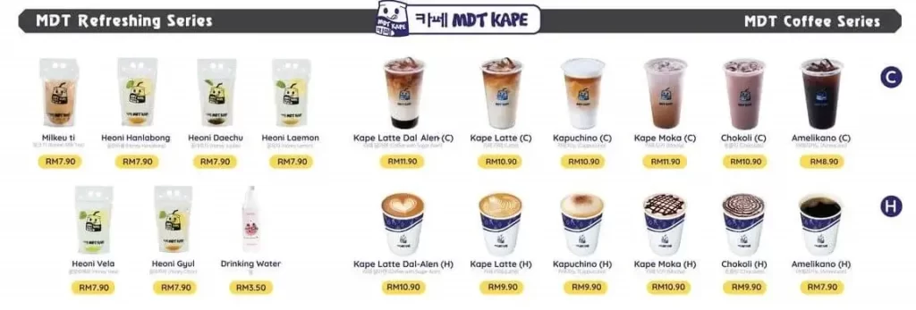 Myeong Dong Topokki Menu MDT Kape Menu