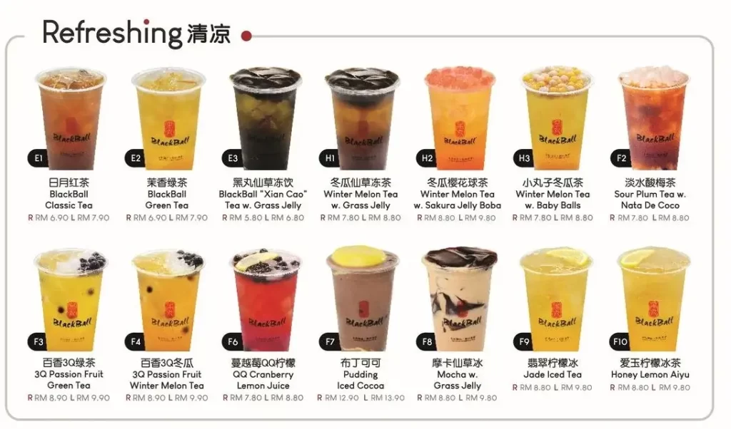 Refreshing Drinks Menu at Blackballs Restaurant Malaysia