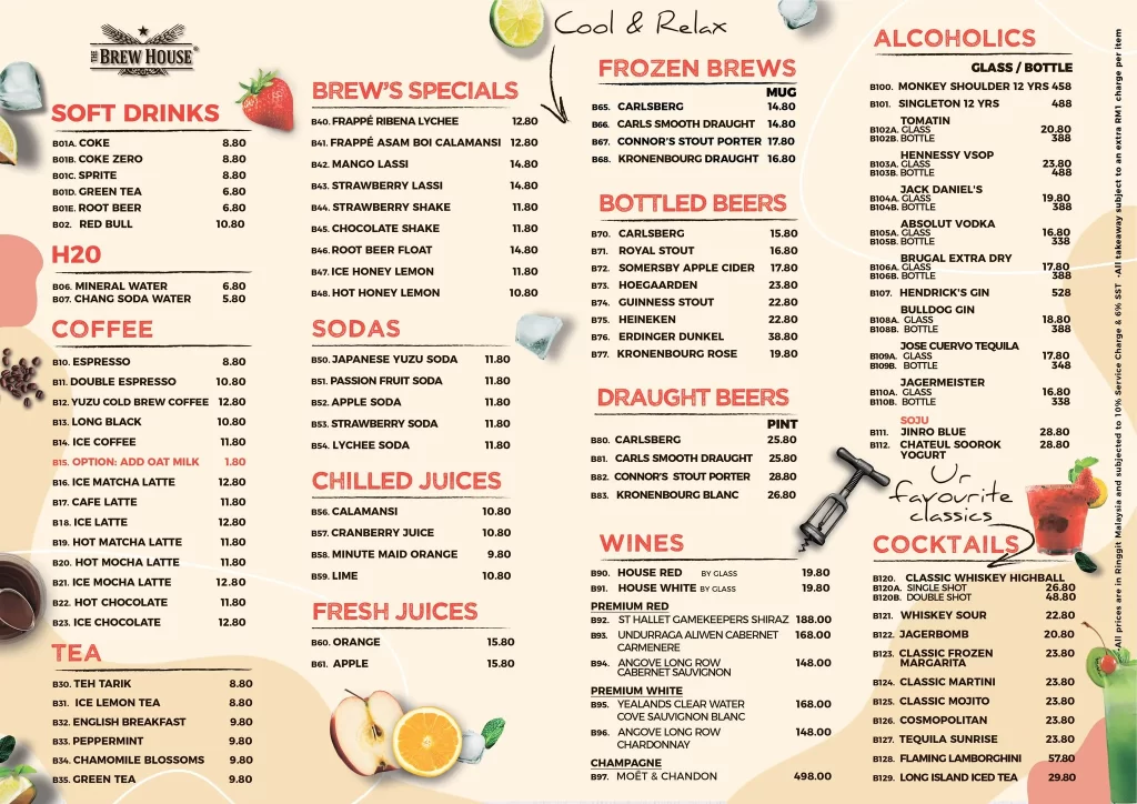 the brew house @ melaka menu page 2