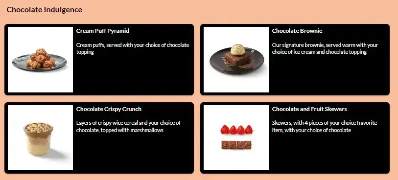 Chocolate Indulgence category Menu at Dipndip