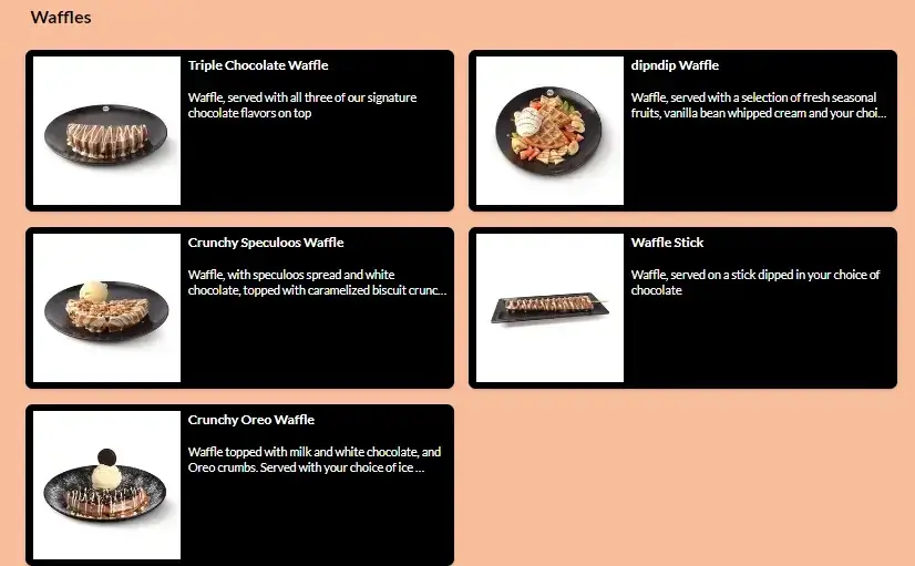 Dipndip Waffles Category Menu