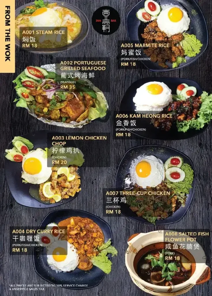 InnBar Menu From The Wok