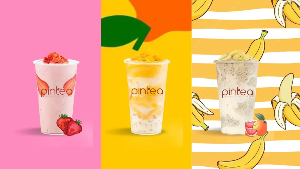 Pintea Menu dozer Strawberry Dozer, Mango Dozer, and Banana Dozer