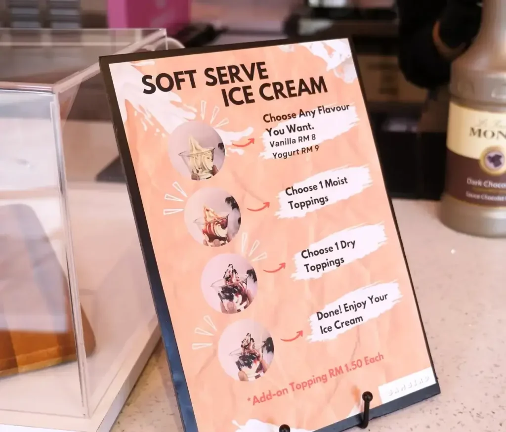 Soft Serve Ice cream in outlet menu