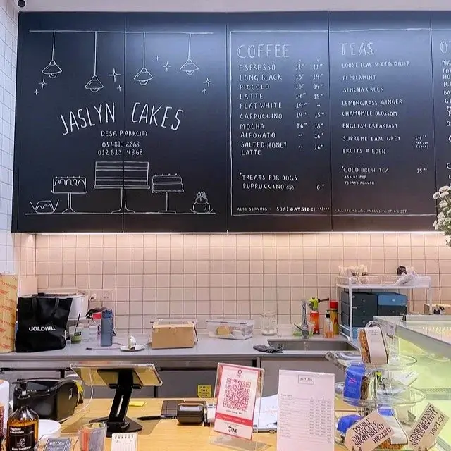 Jaslyn Cakes In Outlet Menu on Wall Image