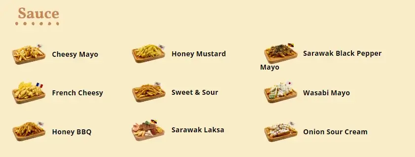 Sauce Series at Potato Story menu