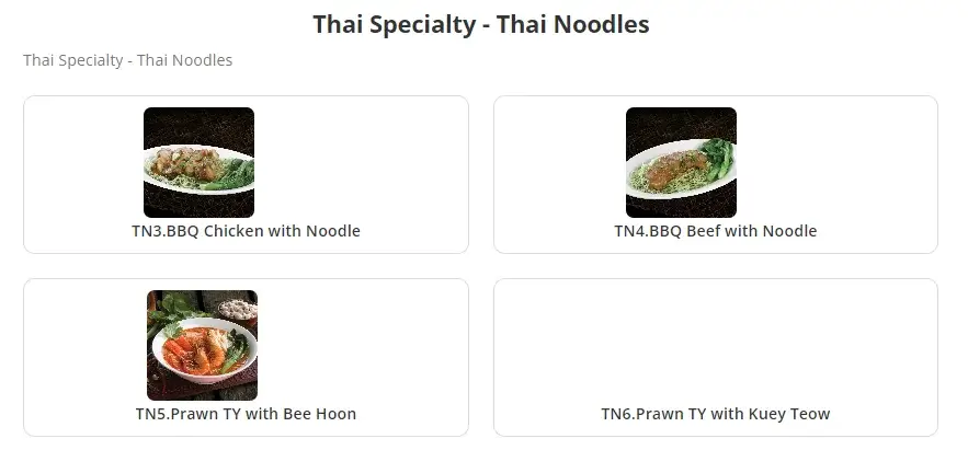 Thai Specialty - Thai Noodles Category at Johnny Restaurant Malaysia