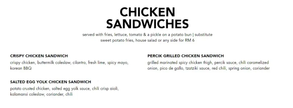 Chicken Sandwiches at Black Tap Outlet Malaysia