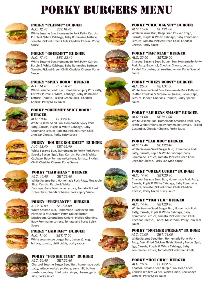 Porky Burgers Menu Images Malaysia age 1