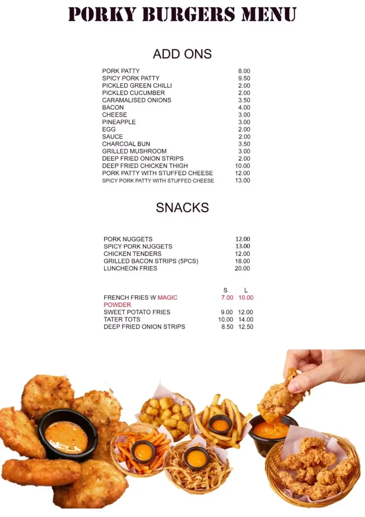 Porky Burgers Menu Images Malaysia age 2