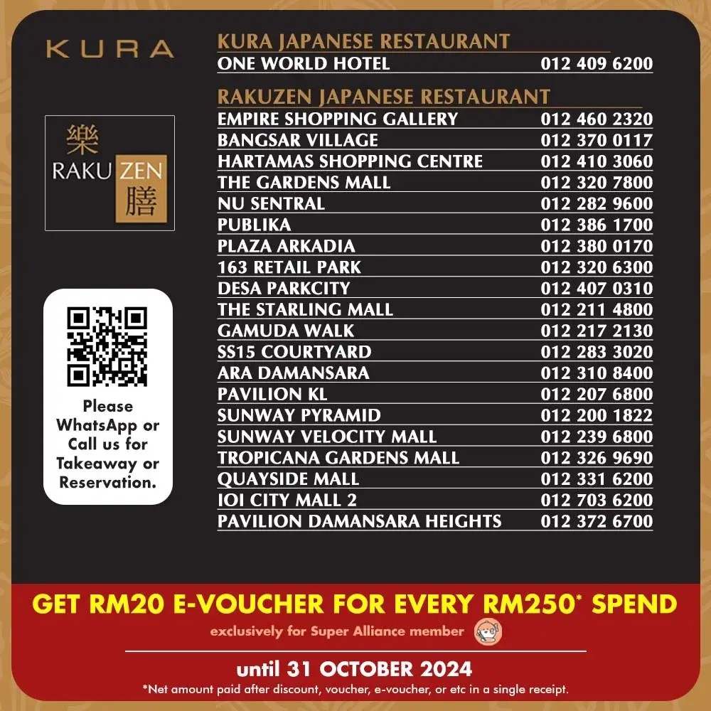 Promotions at Rakuzen Menu Malaysia