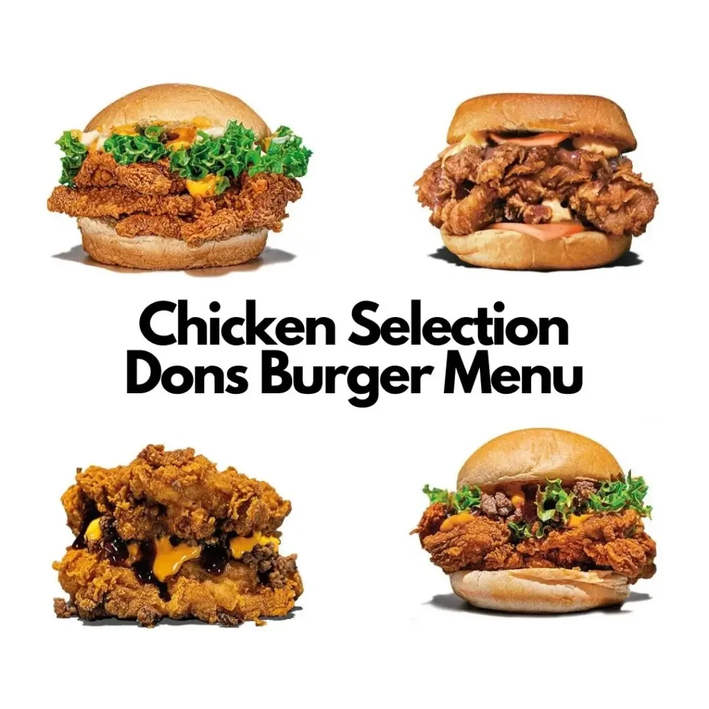 Chicken Selection Dons Burger Menu