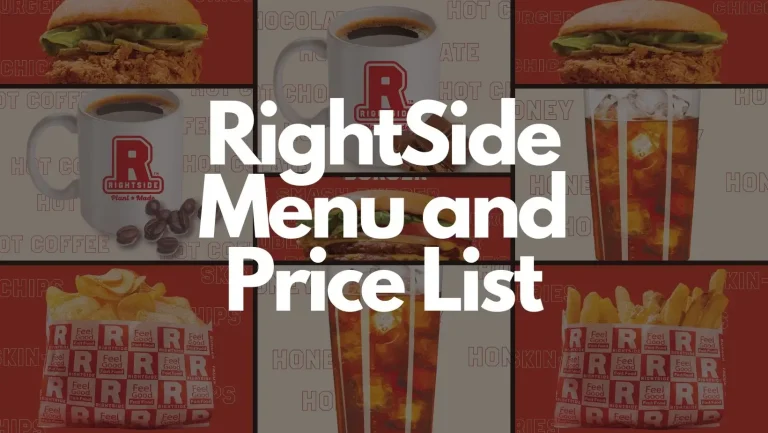 RightSide Menu and Price List